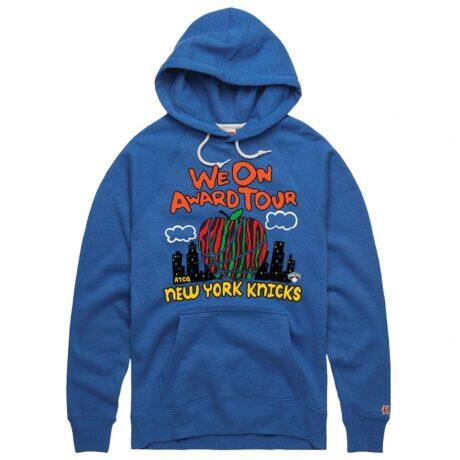 New York Knicks x Homage x A Tribe Called Quest Unisex We On Award Tour Tri-Blend Hoodie - Blue - Front View