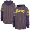 Los Angeles Lakers '47 Pinstripe Double Header Hoodie - Purple - Front View