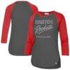 Houston Rockets '47 Women's High Rise Frankie Raglan Long Sleeve T-Shirt - Gray - Front View