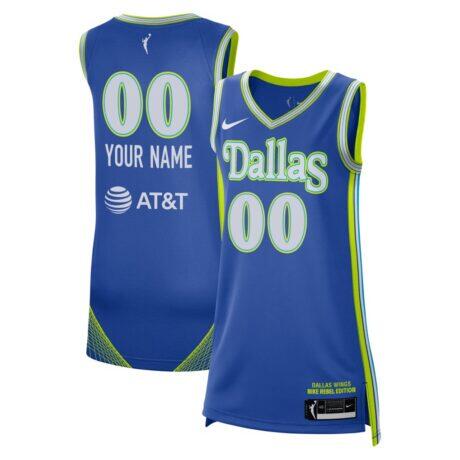 Dallas Wings Nike Unisex Victory Custom Jersey - Blue - Front View