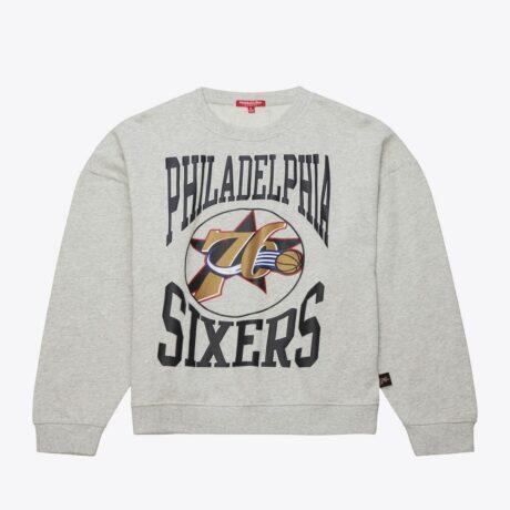 Philadelphia 76ers Mitchell & Ness Women's 3.0 Logo Lightweight Sweatshirt - - Front View