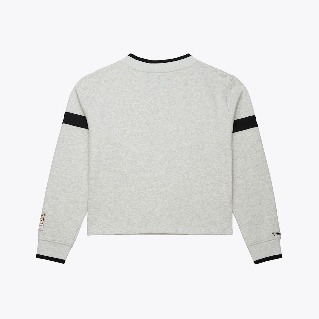 Philadelphia 76ers Mitchell & Ness Women's Cropped V-Neck Sweatshirt - Heather Gray