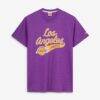 Los Angeles Lakers Homage Unisex Script Tri-Blend T-Shirt - Purple - Front View
