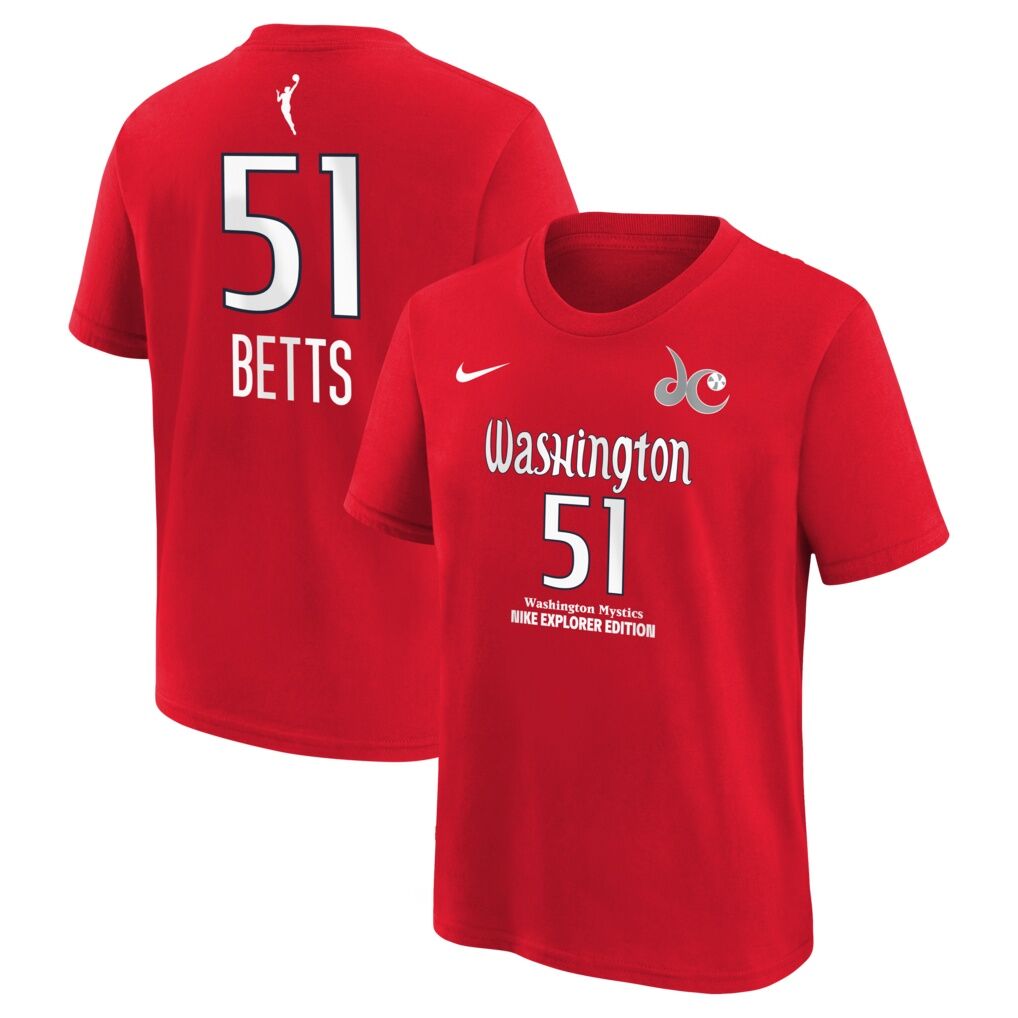 Lauren Betts Washington Mystics Nike Youth Explorer Edition Name & Number T-Shirt