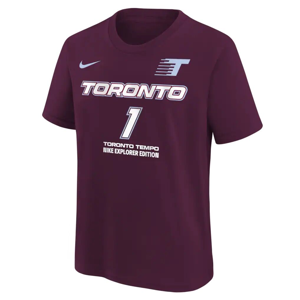 Kiki Rice Toronto Tempo Nike Youth Explorer Edition Name & Number T-Shirt - Bordeaux