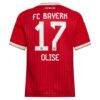 Michael Olise Bayern Munich adidas Youth 2026/27 Home Replica Jersey - Red - Detail View