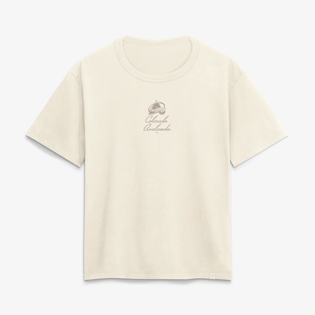 Nathan MacKinnon Colorado Avalanche Women's Cream Fashion Name & Number T-Shirt