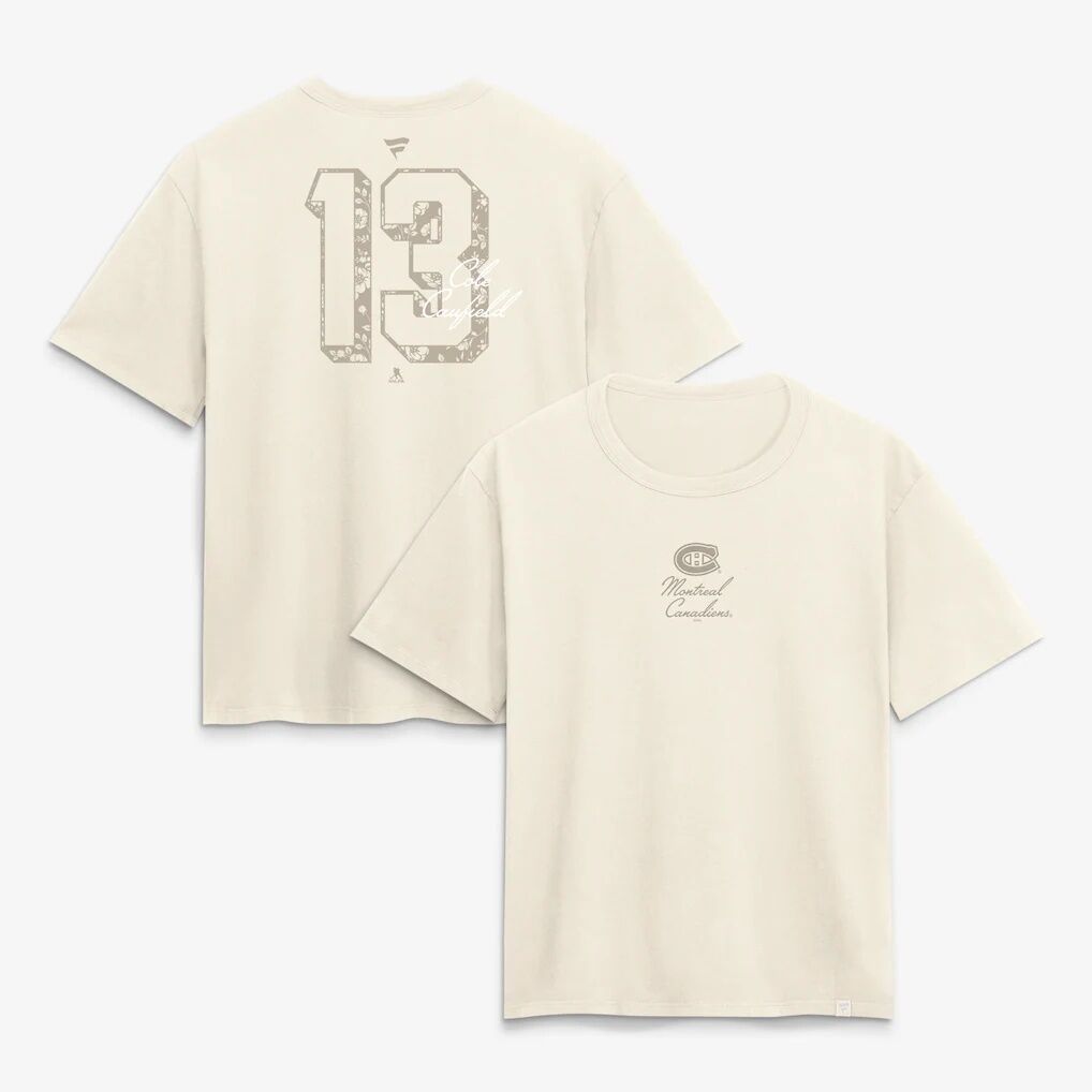 Cole Caufield Montreal Canadiens Women's Cream Fashion Name & Number T-Shirt