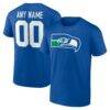 Seattle Seahawks Team Authentic Classic Personalized Name & Number T-Shirt - Royal - Front View