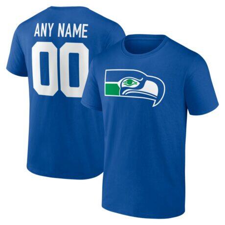 Seattle Seahawks  Team Authentic Classic Personalized Name & Number T-Shirt - Royal