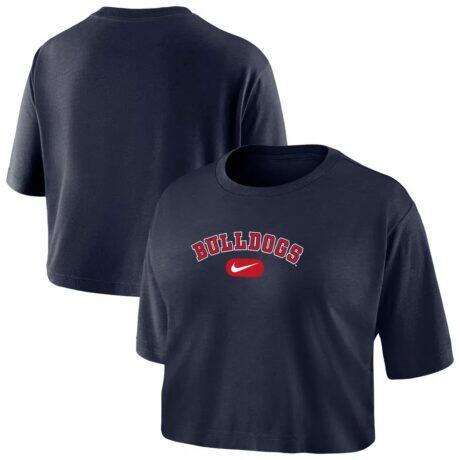 Gonzaga Bulldogs Nike Women's Dri-FIT Cropped T-Shirt - Navy - Front View