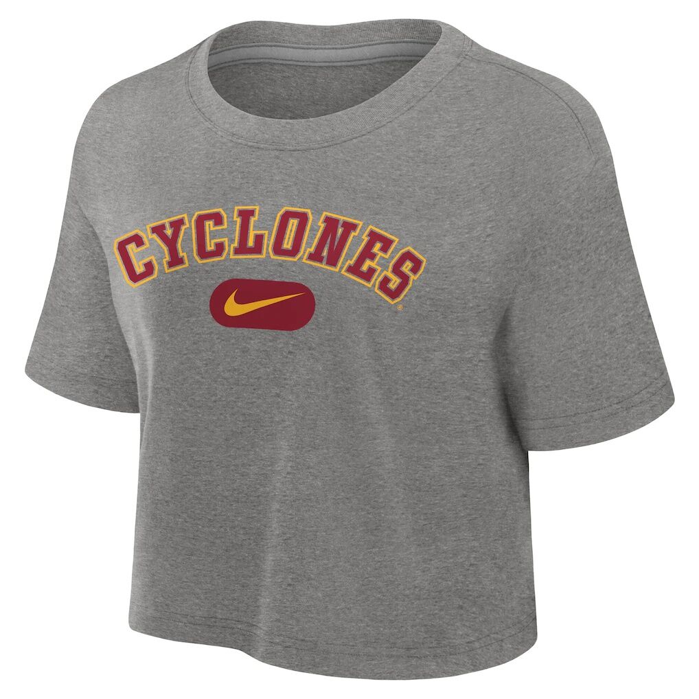 Iowa State Cyclones Nike Women's Dri-FIT Cropped T-Shirt - Heather Gray