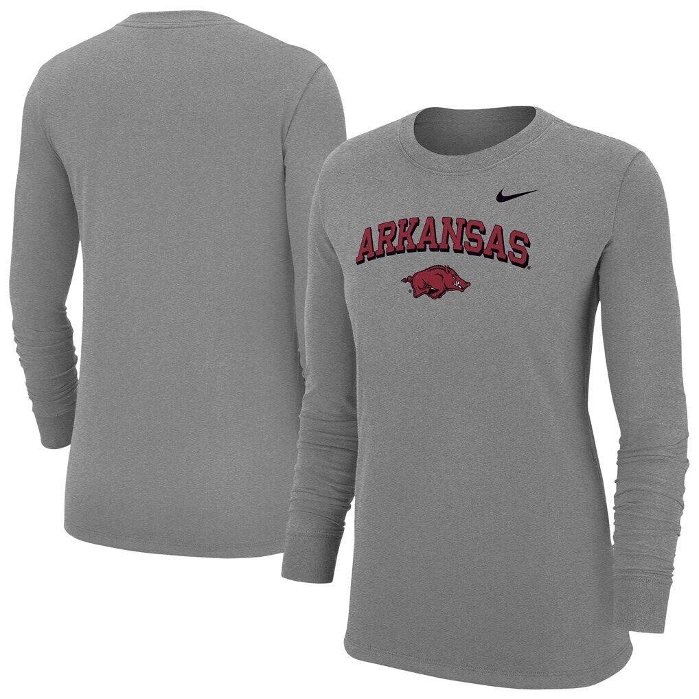 Arkansas Razorbacks Nike Women's Core Long Sleeve T-Shirt - Heather Gray