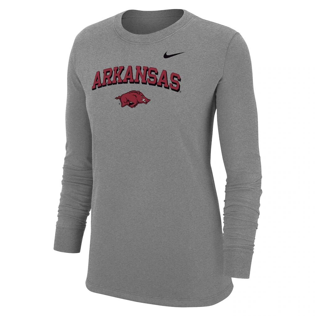 Arkansas Razorbacks Nike Women's Core Long Sleeve T-Shirt - Heather Gray