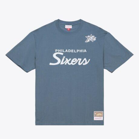 Philadelphia 76ers Mitchell & Ness Thunderstorm Short Sleeve T-Shirt - Gray - Front View