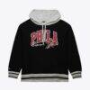 Philadelphia 76ers Mitchell & Ness Premium Fleece Vintage Logo Pullover Hoodie - Black - Front View