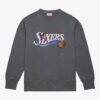 Philadelphia 76ers Mitchell & Ness Snow Washed Fleece Crewneck - - Front View