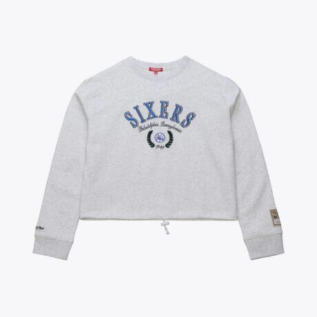 Philadelphia 76ers Mitchell & Ness Women's Crop Fleece Toggle Crewneck - - Alt1