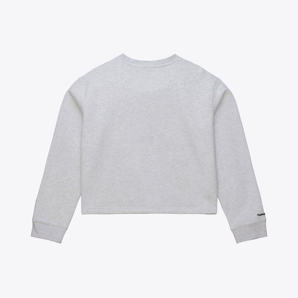 Philadelphia 76ers Mitchell & Ness Women's Crop Fleece Toggle Crewneck - Heather Gray