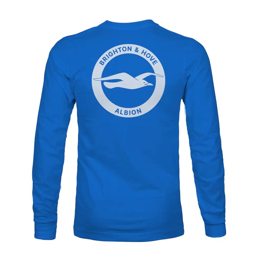 Brighton and Hove Albion 1863FC Mono Badge & Wordmark Long Sleeve T-Shirt - Royal