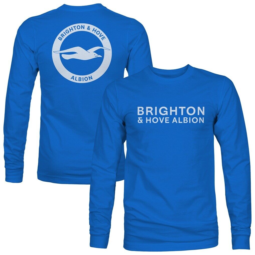 Brighton and Hove Albion 1863FC Mono Badge & Wordmark Long Sleeve T-Shirt - Royal