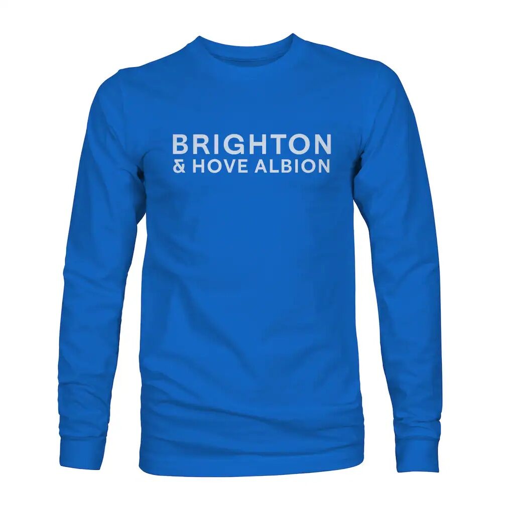 Brighton and Hove Albion 1863FC Mono Badge & Wordmark Long Sleeve T-Shirt - Royal