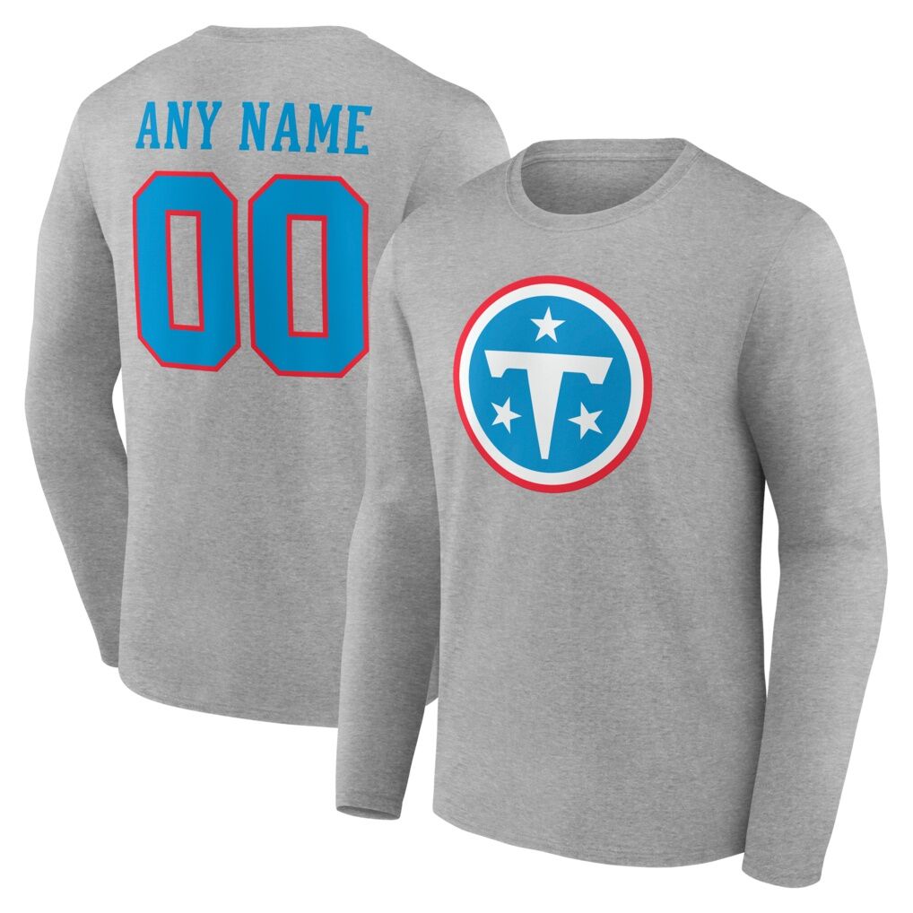 Tennessee Titans  Team Authentic Personalized Name & Number Long Sleeve T-Shirt