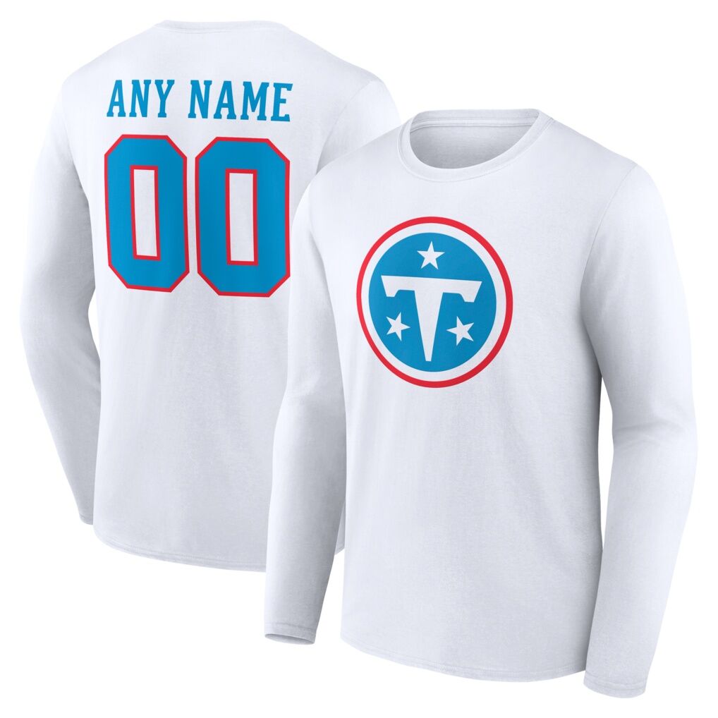 Tennessee Titans  Team Authentic Personalized Name & Number Long Sleeve T-Shirt