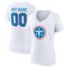 Tennessee Titans Women's Team Authentic Personalized Name & Number V-Neck T-Shirt - White - Front View