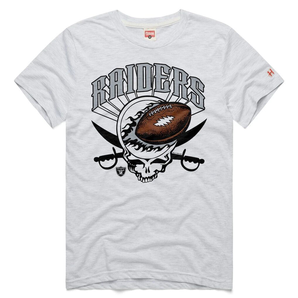 Las Vegas Raiders Homage NFL x Grateful Dead Tri-Blend T-Shirt - Ash