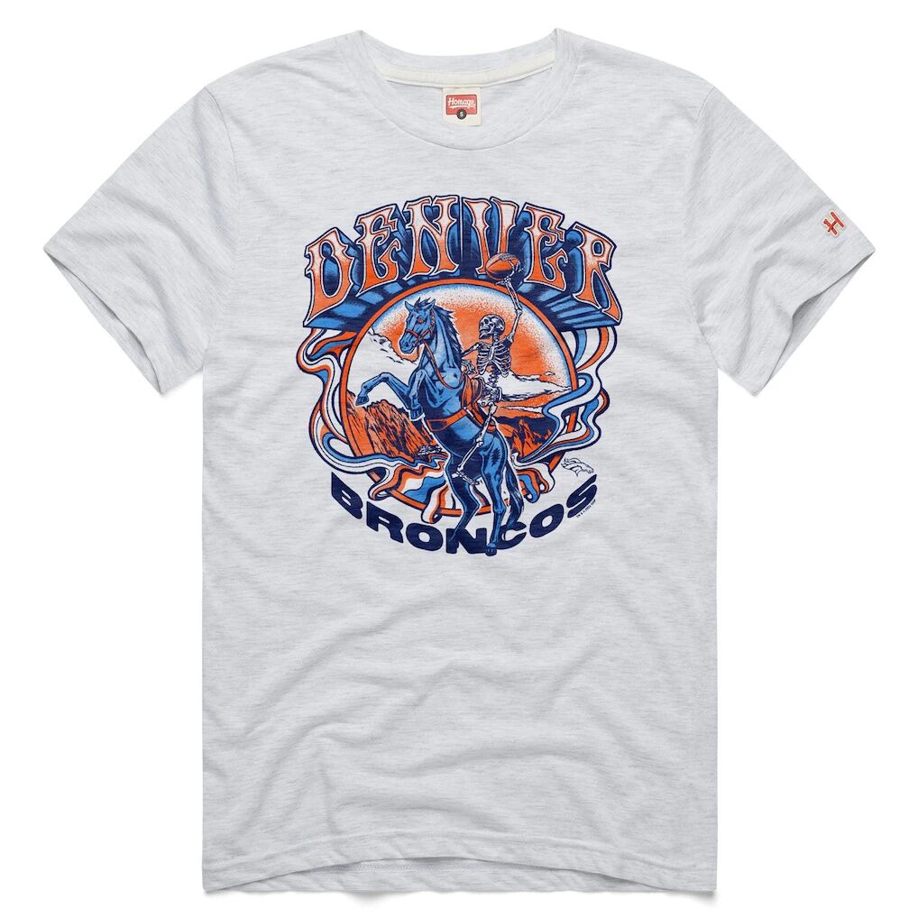 Denver Broncos Homage NFL x Grateful Dead Tri-Blend T-Shirt - Ash