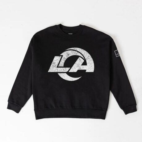 Los Angeles Rams Gameday Couture Women's Bold Move Black Label Premium Drop Shoulder Sweatshirt - Black - Front View