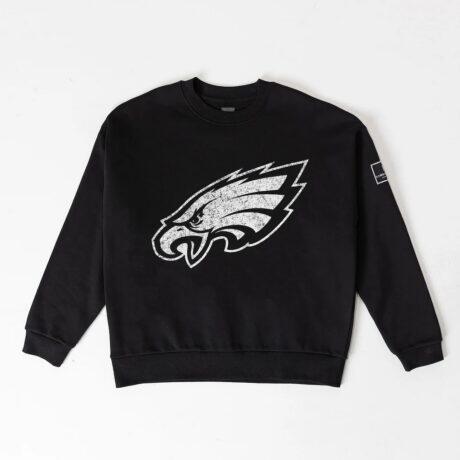 Philadelphia Eagles Gameday Couture Women's Bold Move Black Label Premium Drop Shoulder Sweatshirt - Black - Front View