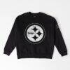 Pittsburgh Steelers Gameday Couture Women's Bold Move Black Label Premium Drop Shoulder Sweatshirt - Black - Front View