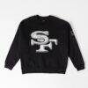 San Francisco 49ers Gameday Couture Women's Bold Move Black Label Premium Drop Shoulder Sweatshirt - Black - Front View