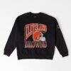 Cleveland Browns Gameday Couture Women's Victory Prime Black Label Premium Drop Shoulder Sweatshirt - Black - Front View