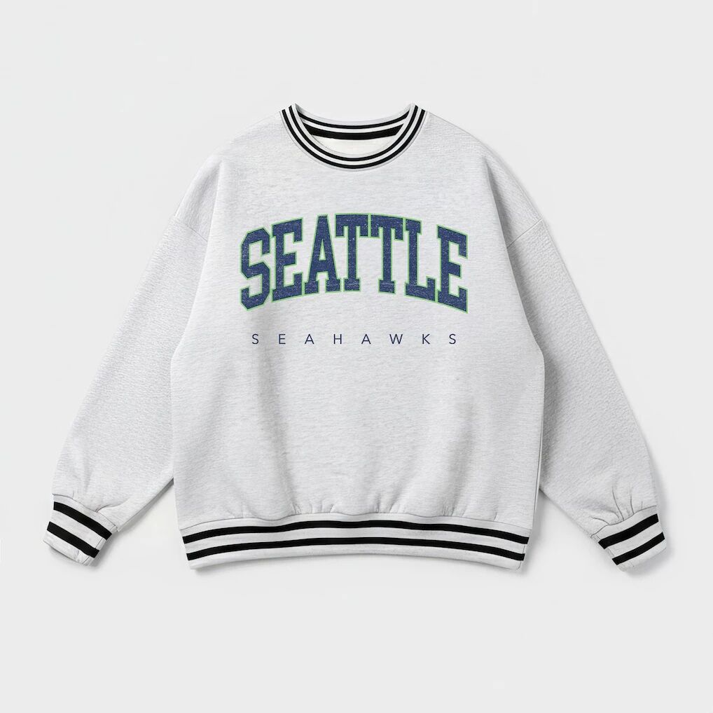 Seattle Seahawks Gameday Couture Women's Oversized Easy Energy Ringer Stripe Sweatshirt - Ash