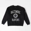 Baltimore Ravens Gameday Couture Women's Fierce Flow Black Label Premium Drop Shoulder Sweatshirt - Black - Front View