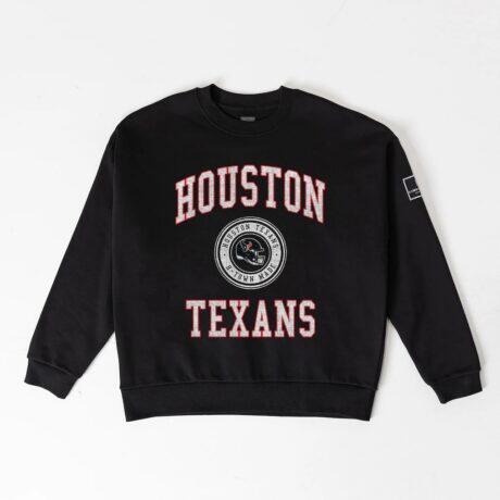 Houston Texans Gameday Couture Women's Fierce Flow Black Label Premium Drop Shoulder Sweatshirt - Black - Front View