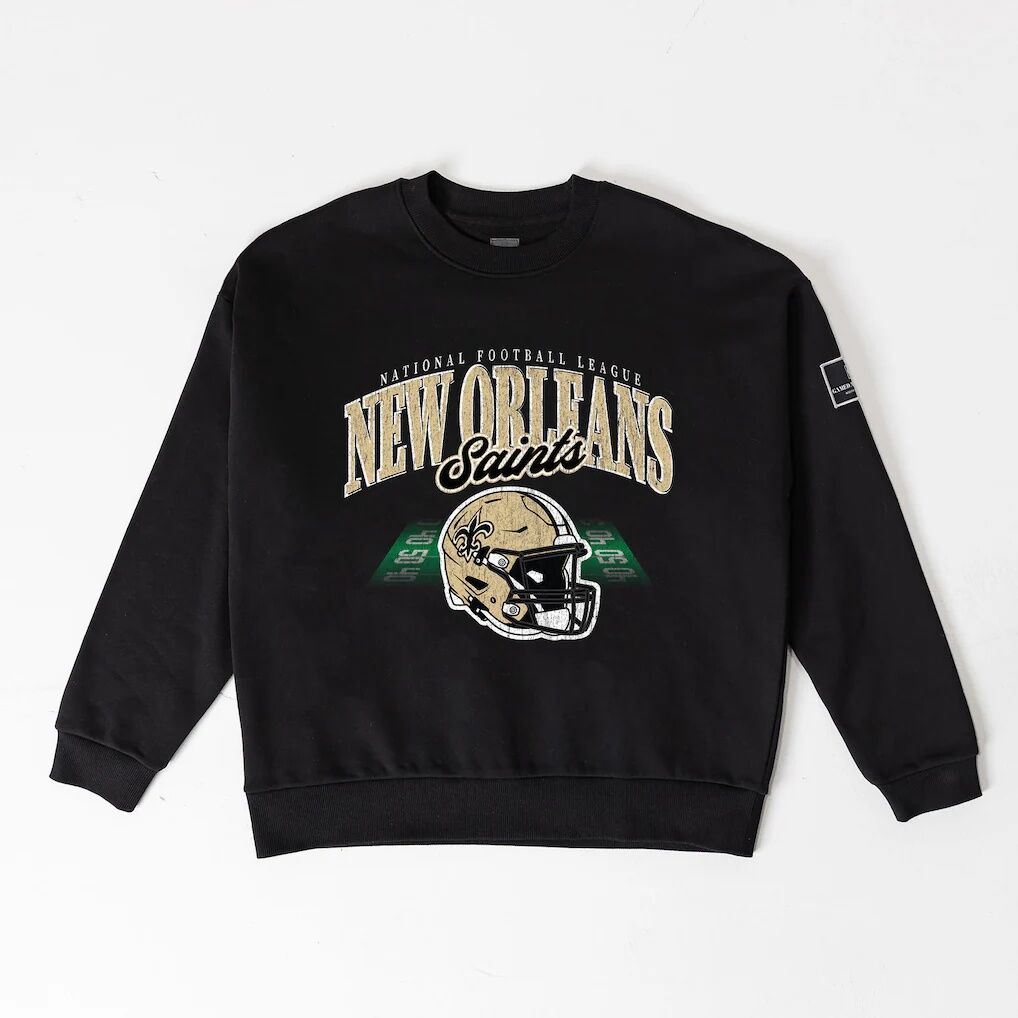 New Orleans Saints Gameday Couture Women's Field Focus Black Label Premium Drop Shoulder Sweatshirt