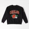 Cleveland Browns Gameday Couture Women's Field Focus Black Label Premium Drop Shoulder Sweatshirt - Black - Front View