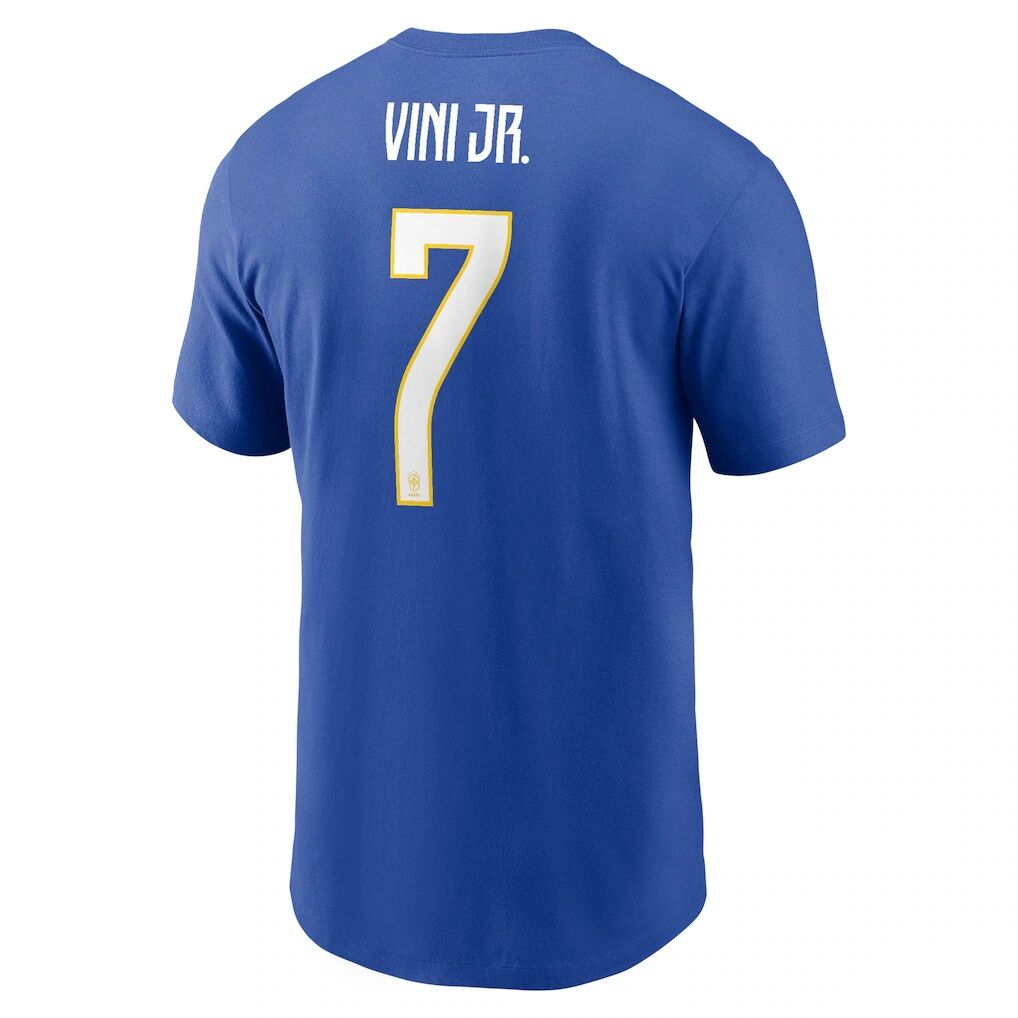 Vini Jr. Brazil National Team Jordan Brand Name & Number T-Shirt – Royal