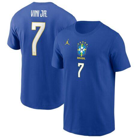 Vini Jr. Brazil National Team Jordan Brand Name & Number T-Shirt - Royal - Front View