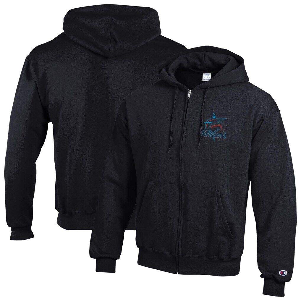 Miami Marlins Champion Powerblend Full-Zip Hoodie