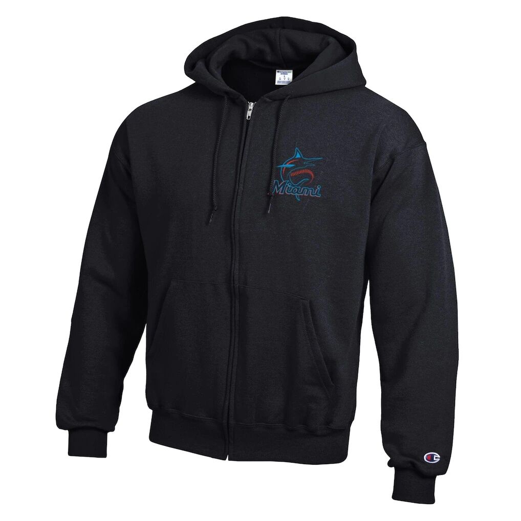 Miami Marlins Champion Powerblend Full-Zip Hoodie