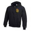 San Diego Padres Champion Powerblend Full-Zip Hoodie - Black - Side View