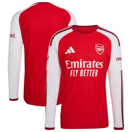 Arsenal adidas 2026/27 Home Authentic Long Sleeve Jersey - Red - Front View