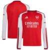 Arsenal adidas Youth 2026/27 Home Replica Long Sleeve Jersey - Red - Front View