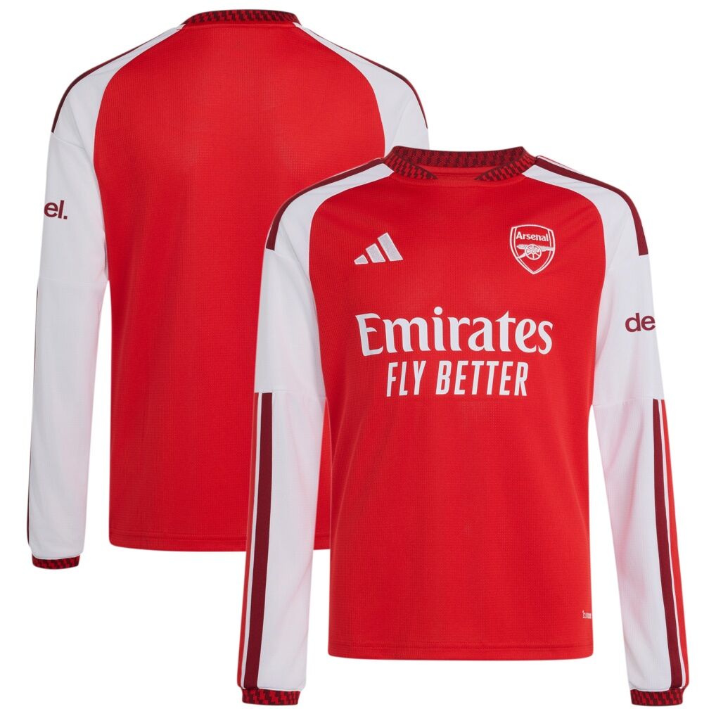 Arsenal adidas Youth 2026/27 Home Replica Long Sleeve Jersey
