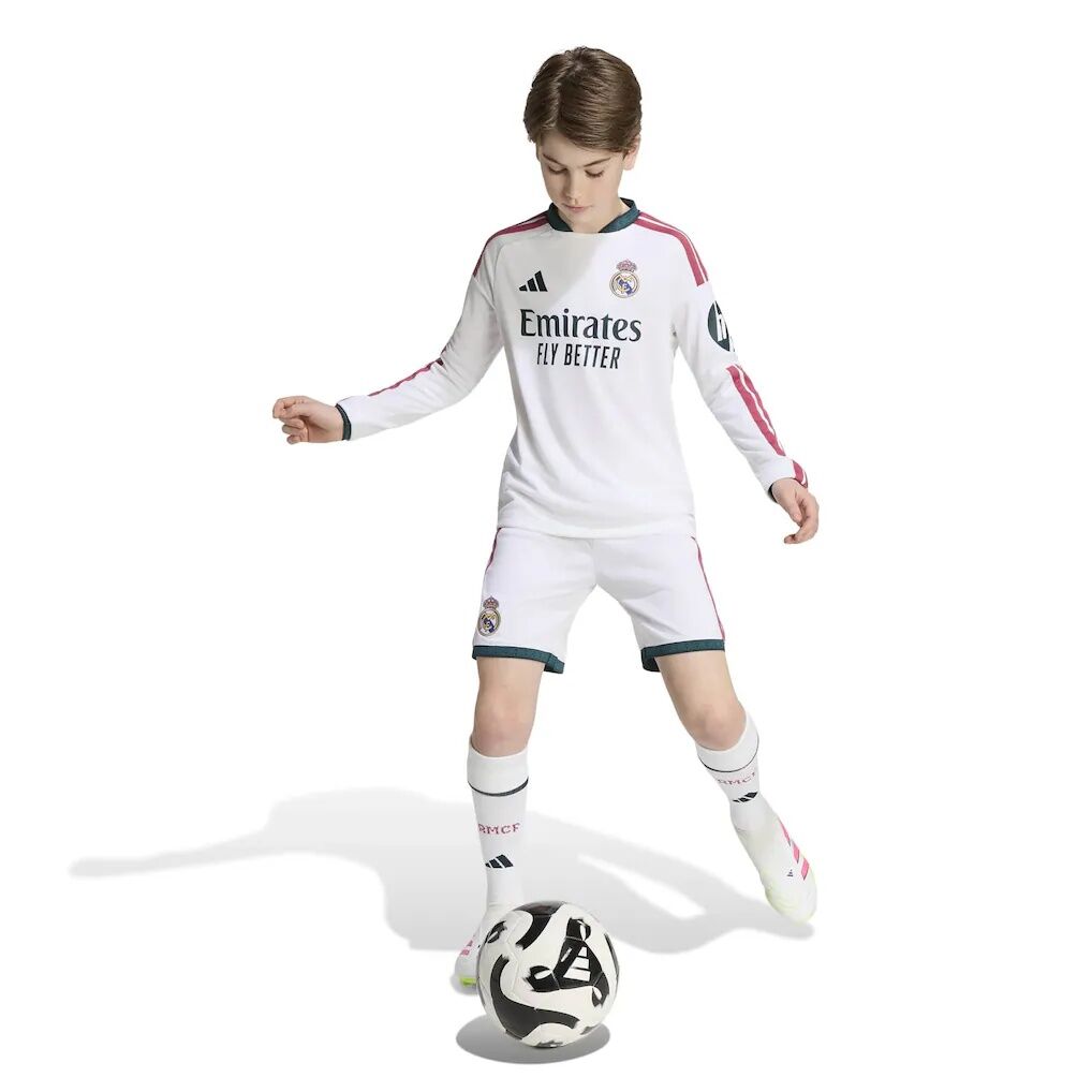 Real Madrid adidas Youth 2026/27 Home Replica Long Sleeve Jersey